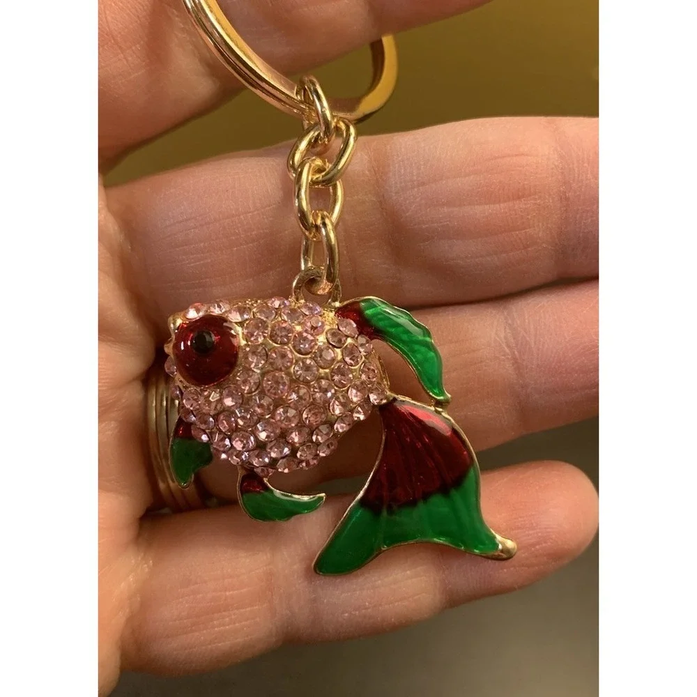Bling Fish 3D Keychain Colorful‎ Pendant Charm for Purse Bag